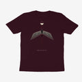 Oztra Descent aubergine tee, front view showing the Descent print