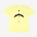 Oztra Descent butter yellow tee, front view showing the Descent print
