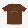 Oztra Descent coffee brown tee, front view showing the Descent print