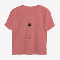 Oztra Dominion dusty rose oversized tee, front view showing the Dominion print