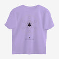 Oztra Dominion lavender oversized tee, front view showing the Dominion print