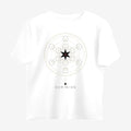 Oztra Dominion white oversized tee, front view showing the Dominion print