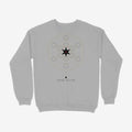 Oztra Dominion grey melange sweatshirt, front view showing the Dominion print