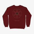 Oztra Dominion maroon sweatshirt, front view showing the Dominion print