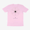 Oztra Dominion baby pink tee, front view showing the Dominion print