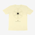 Oztra Dominion cream tee, front view showing the Dominion print