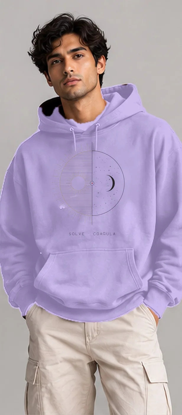 Model wearing the Oztra Duality hoodie in lavender