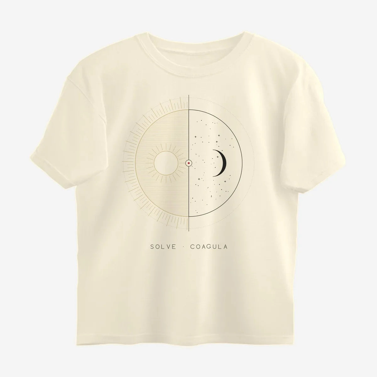 Oztra Duality beige oversized tee, front view showing the Duality print