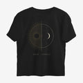 Oztra Duality black oversized tee, front view showing the Duality print