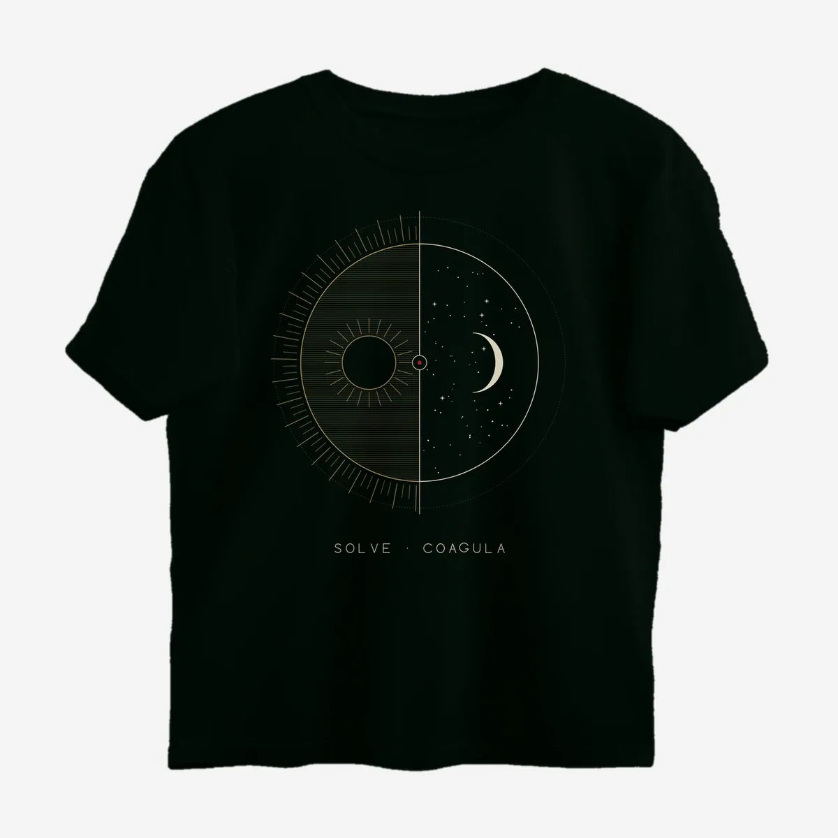 Oztra Duality jet black oversized tee, front view showing the Duality print