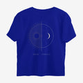 Oztra Duality royal blue oversized tee, front view showing the Duality print