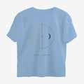 Oztra Duality sky blue oversized tee, front view showing the Duality print