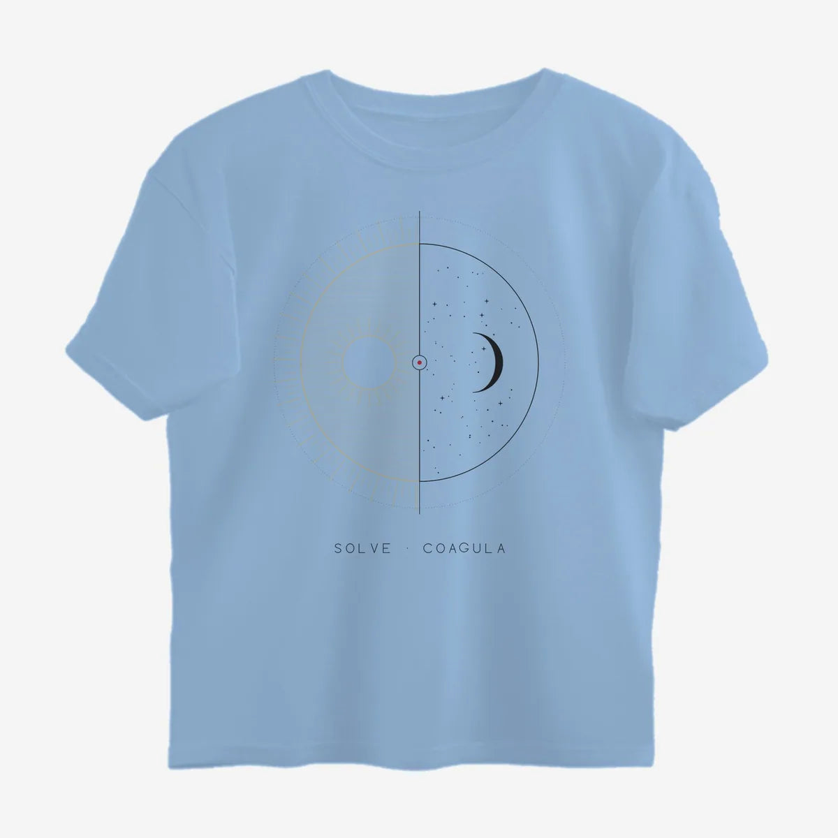 Oztra Duality sky blue oversized tee, front view showing the Duality print