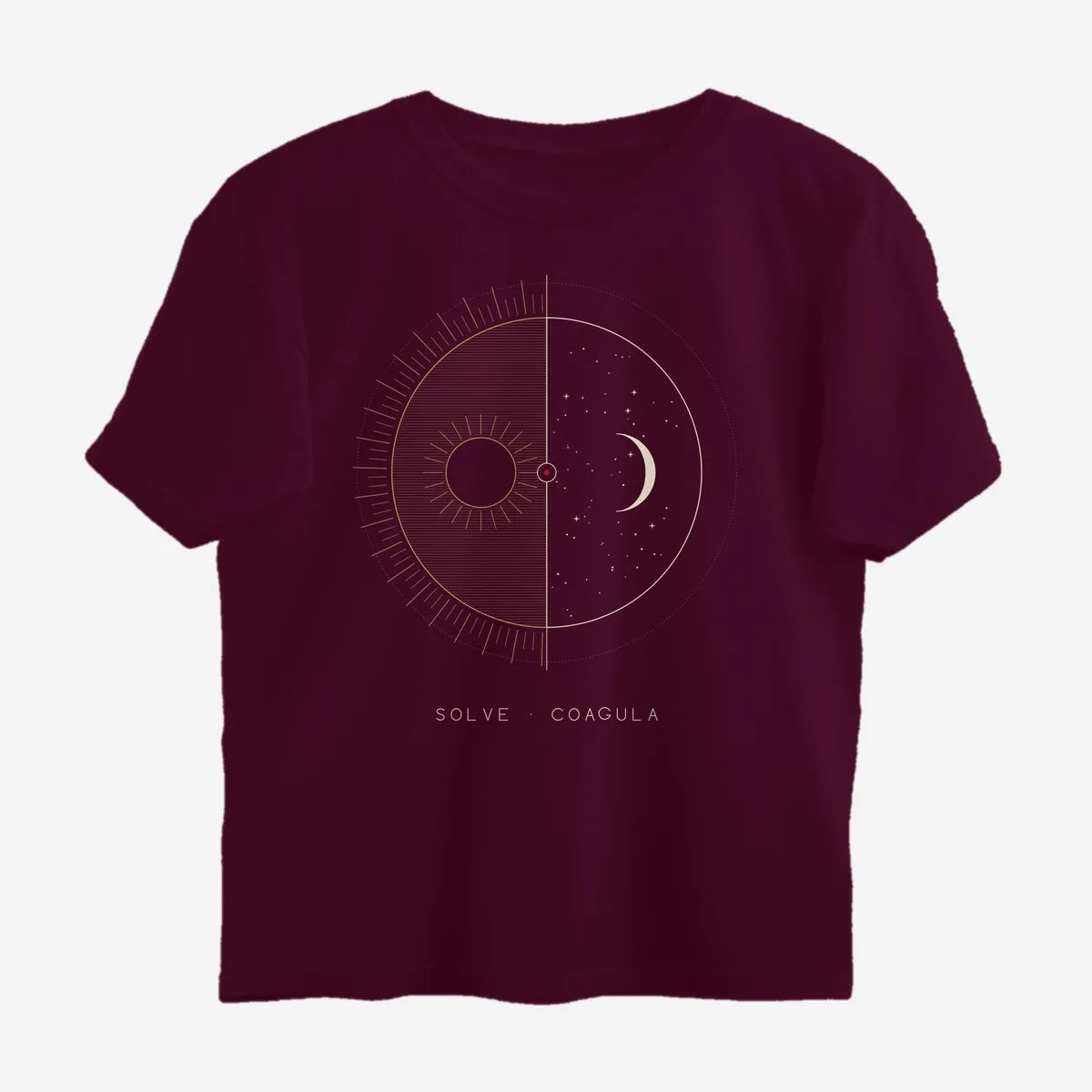 Oztra Duality wine oversized tee, front view showing the Duality print