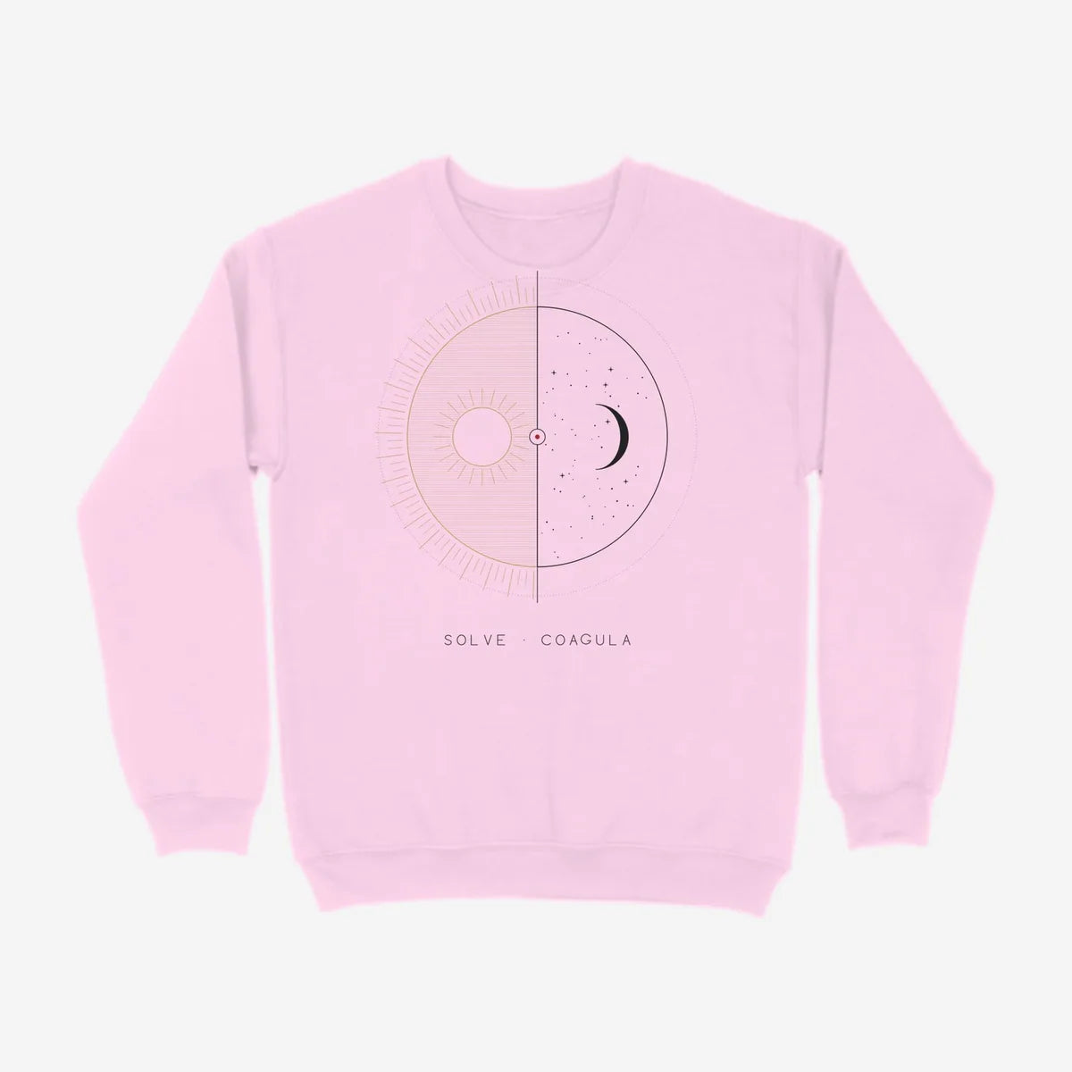 Oztra Duality baby pink sweatshirt, front view showing the Duality print
