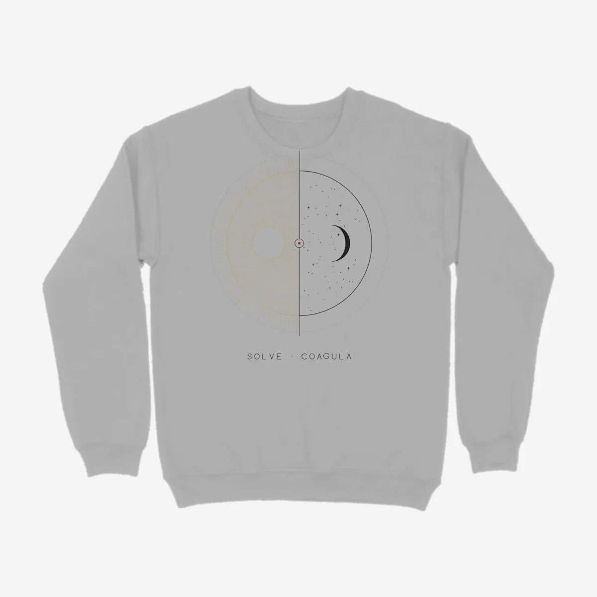 Oztra Duality grey melange sweatshirt, front view showing the Duality print