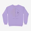 Oztra Duality lavender sweatshirt, front view showing the Duality print