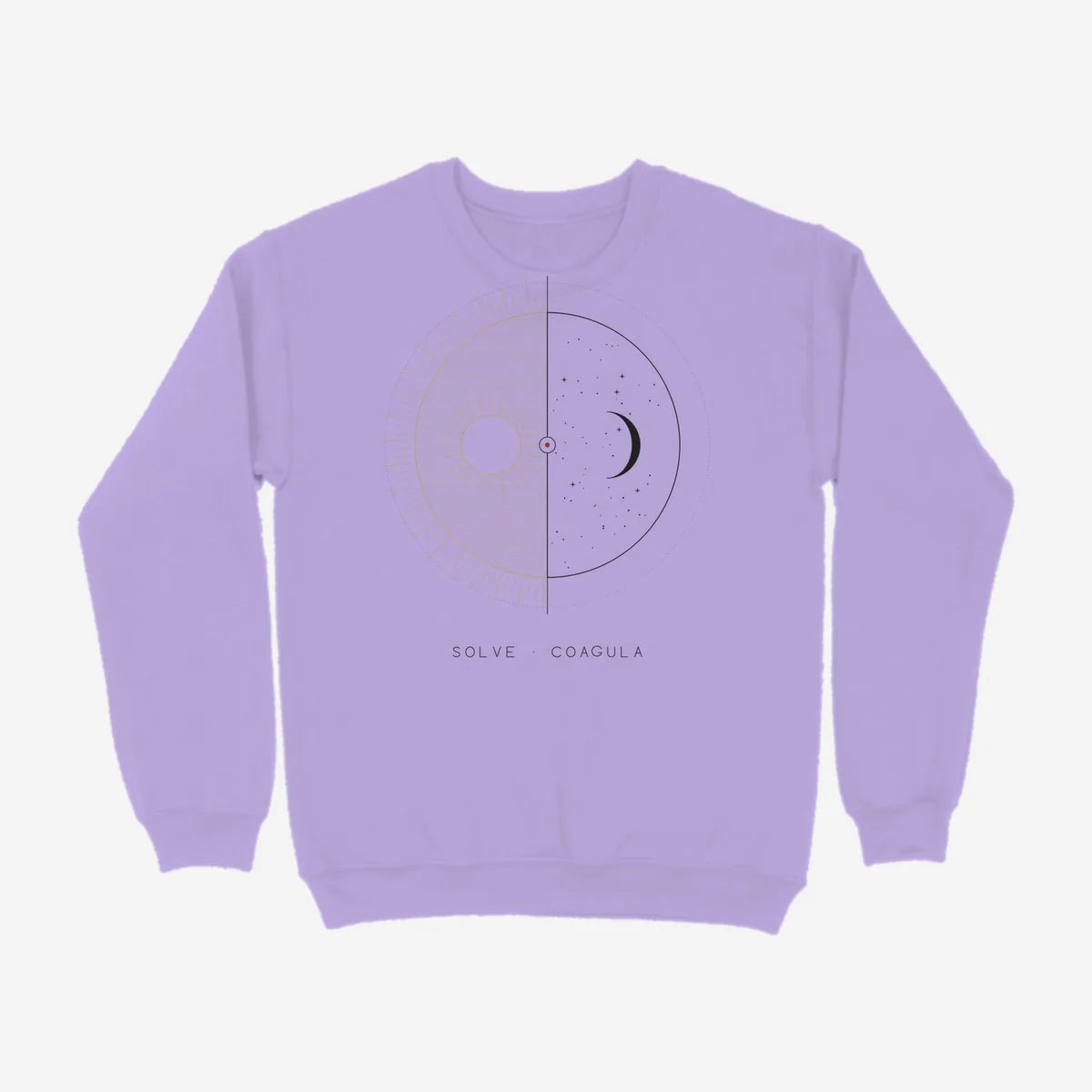 Oztra Duality lavender sweatshirt, front view showing the Duality print
