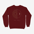Oztra Duality maroon sweatshirt, front view showing the Duality print