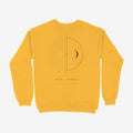 Oztra Duality mustard sweatshirt, front view showing the Duality print