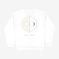 Oztra Duality white sweatshirt, front view showing the Duality print