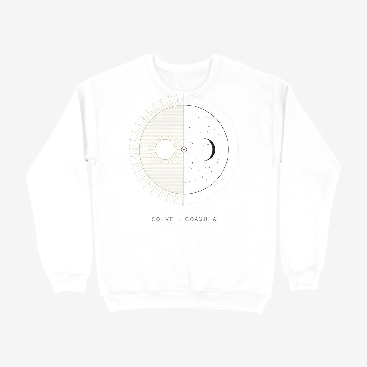Oztra Duality white sweatshirt, front view showing the Duality print