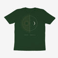 Oztra Duality bottle green tee, front view showing the Duality print