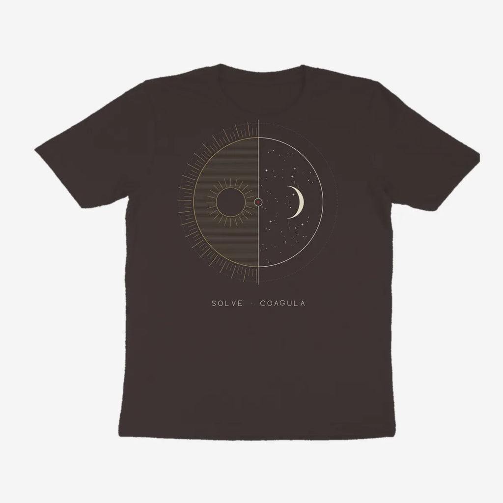 Oztra Duality charcoal tee, front view showing the Duality print
