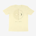 Oztra Duality cream tee, front view showing the Duality print