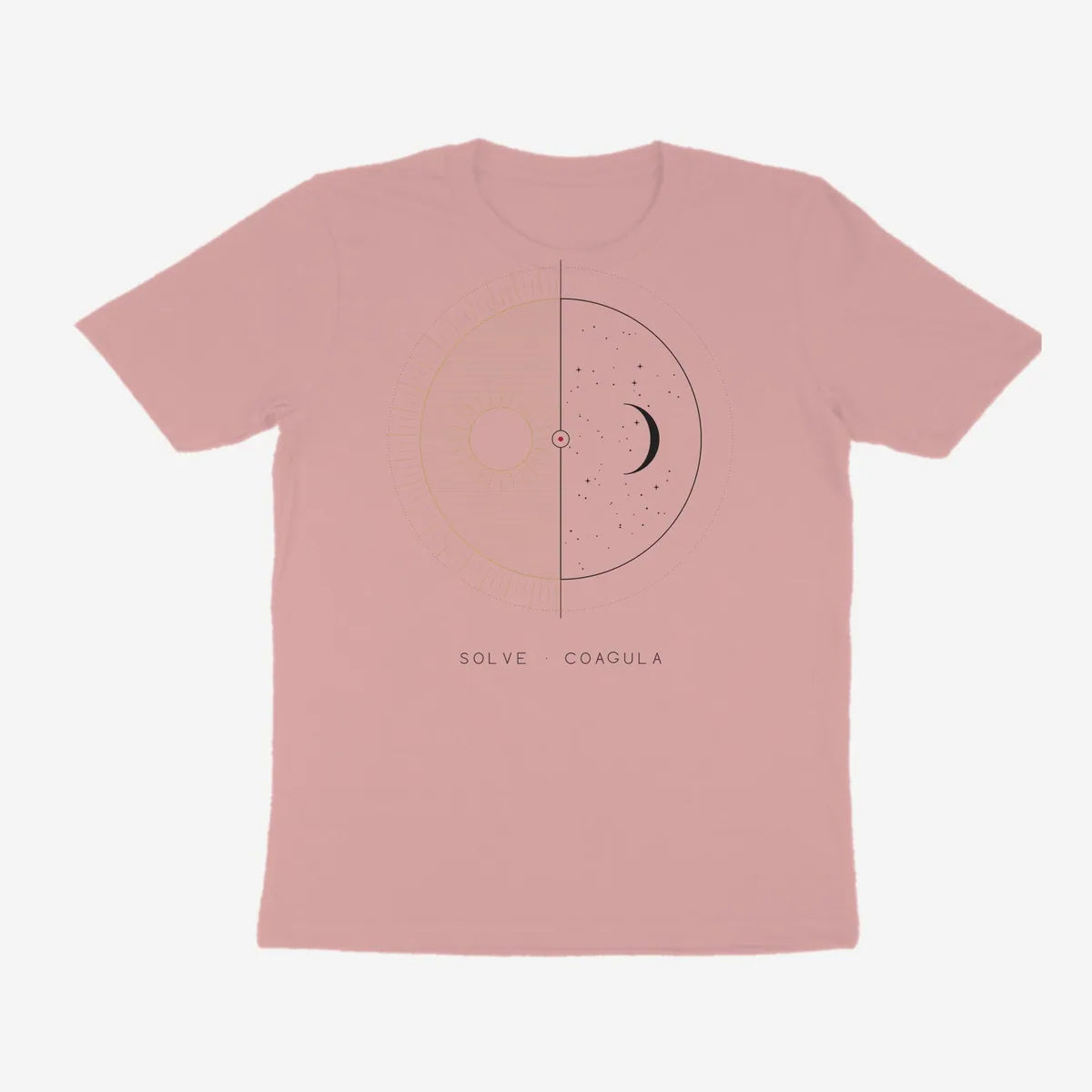 Oztra Duality dusty pink tee, front view showing the Duality print
