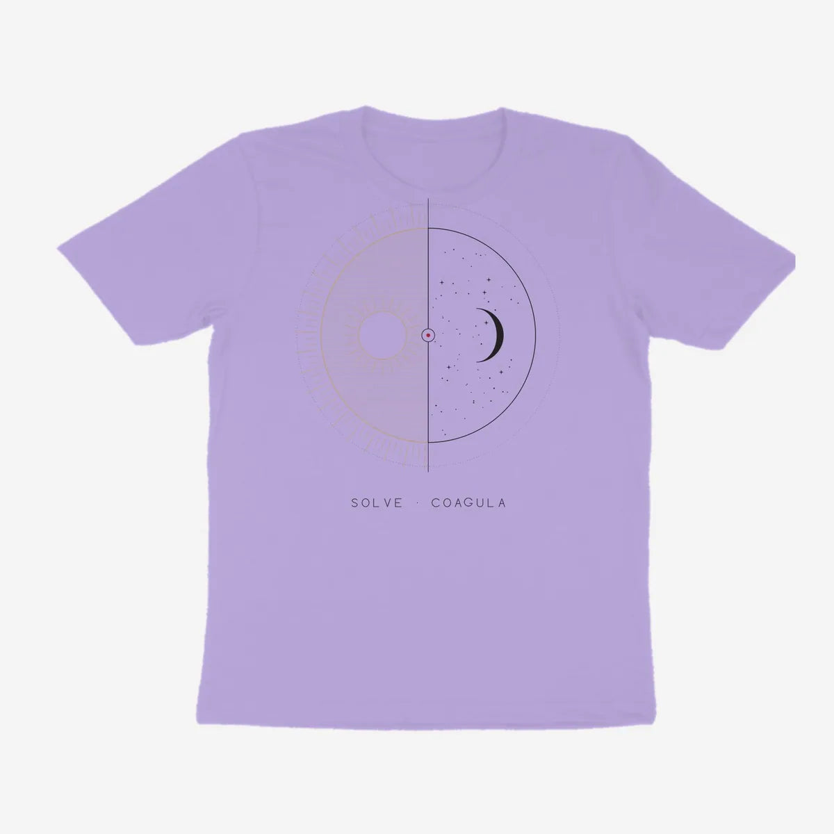 Oztra Duality lavender tee, front view showing the Duality print