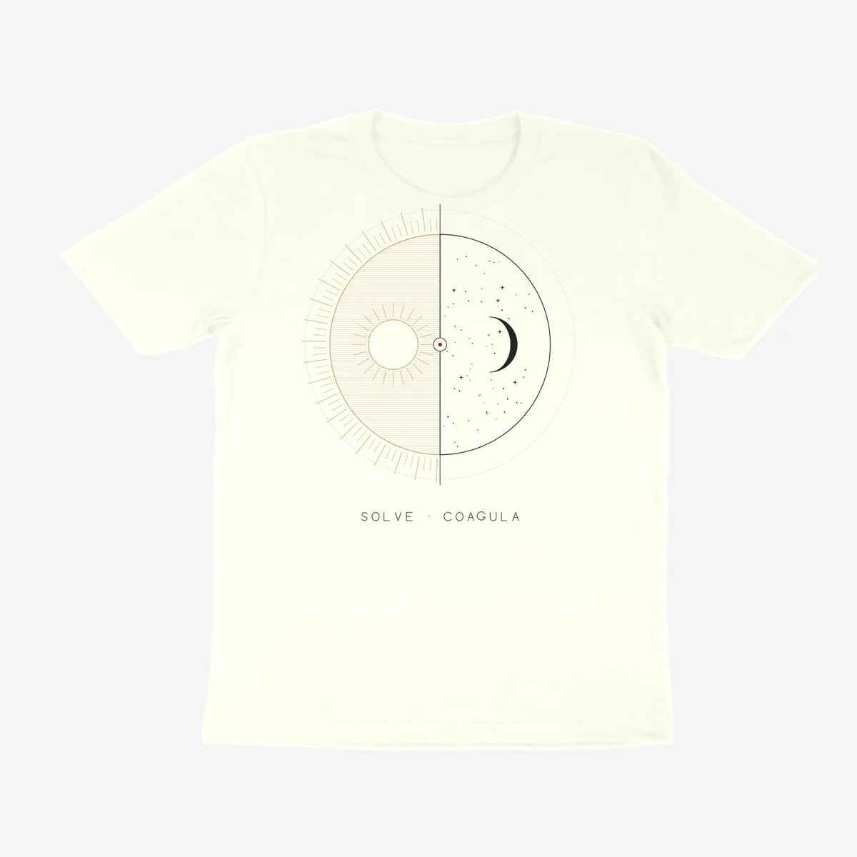 Oztra Duality off white tee, front view showing the Duality print