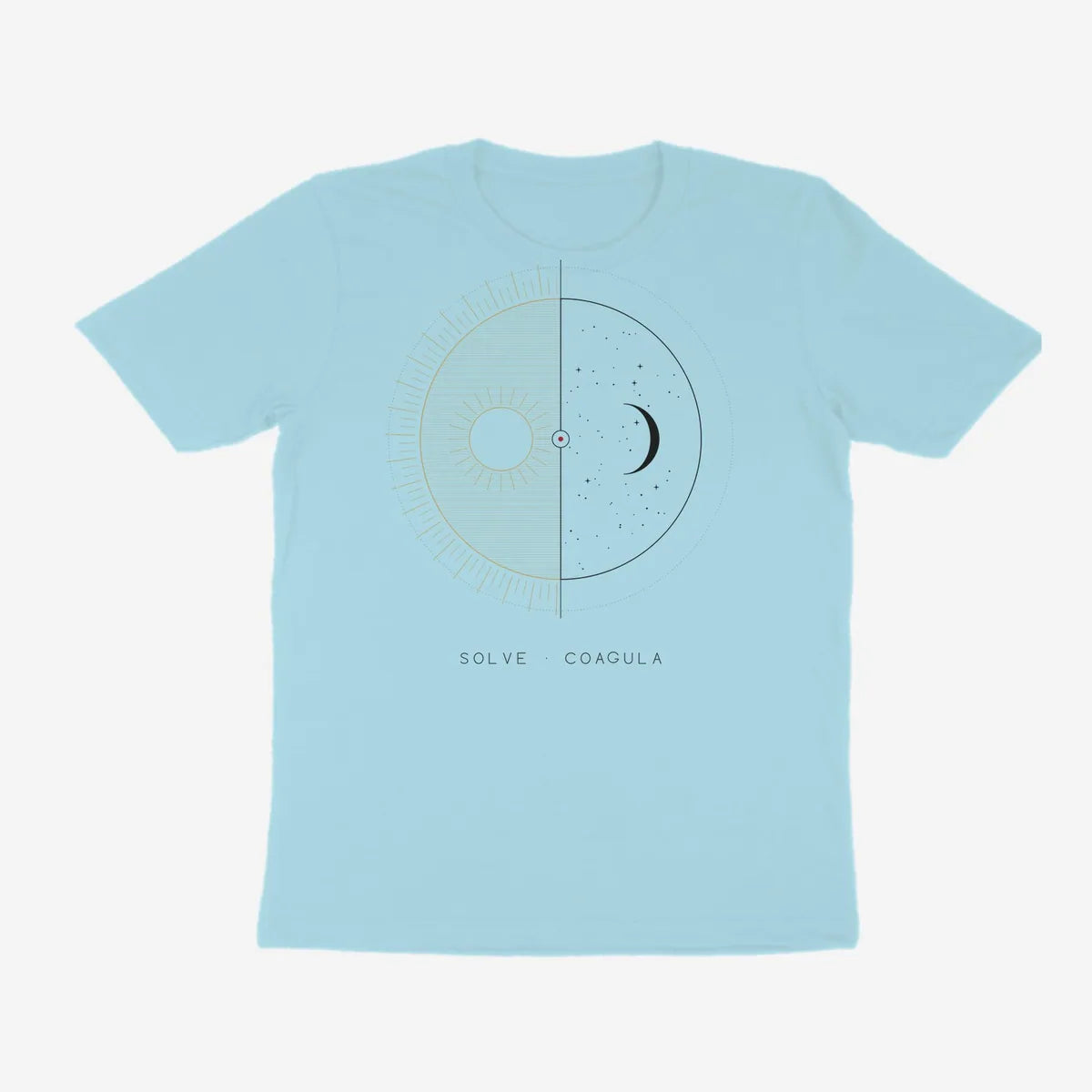 Oztra Duality powder blue tee, front view showing the Duality print