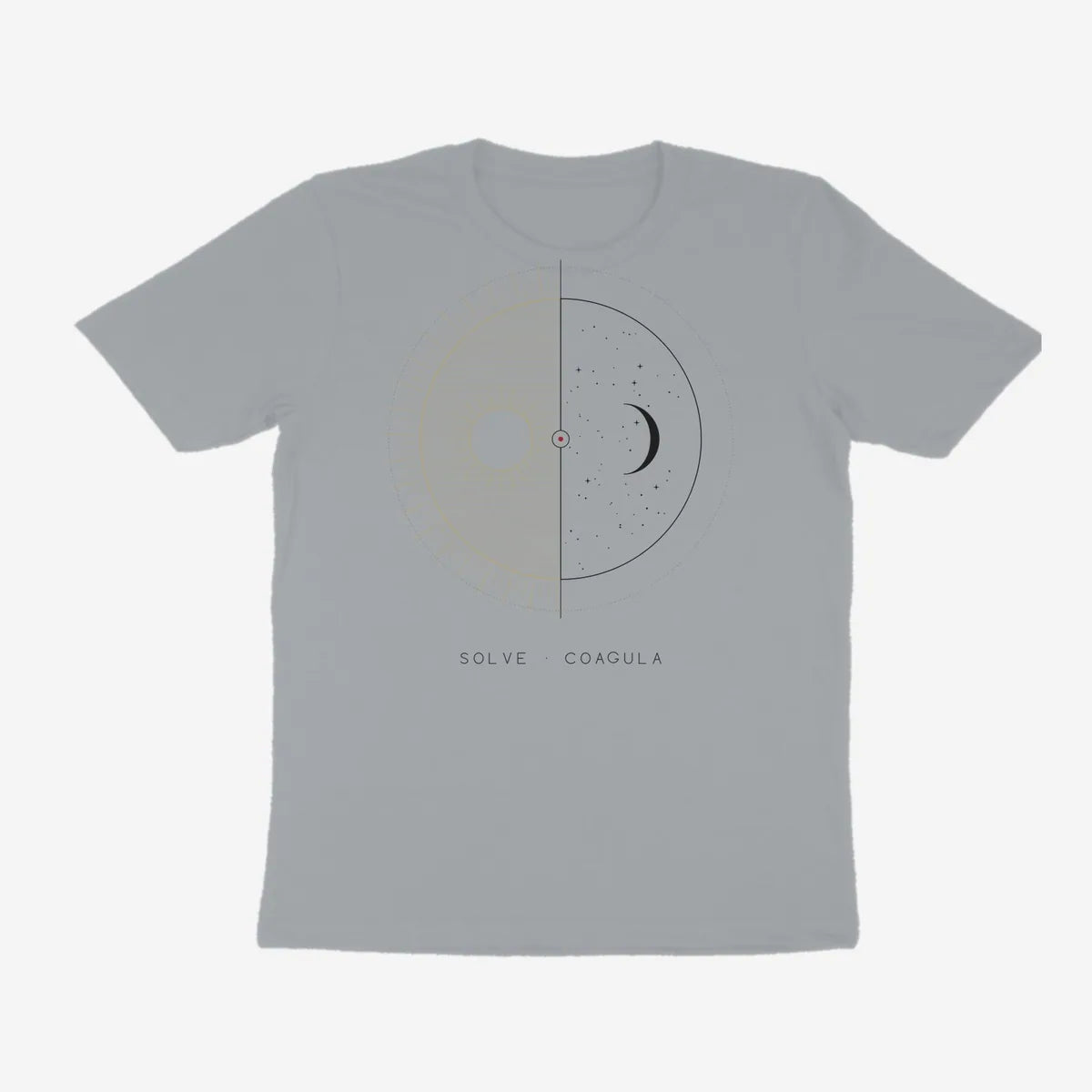 Oztra Duality silver grey tee, front view showing the Duality print