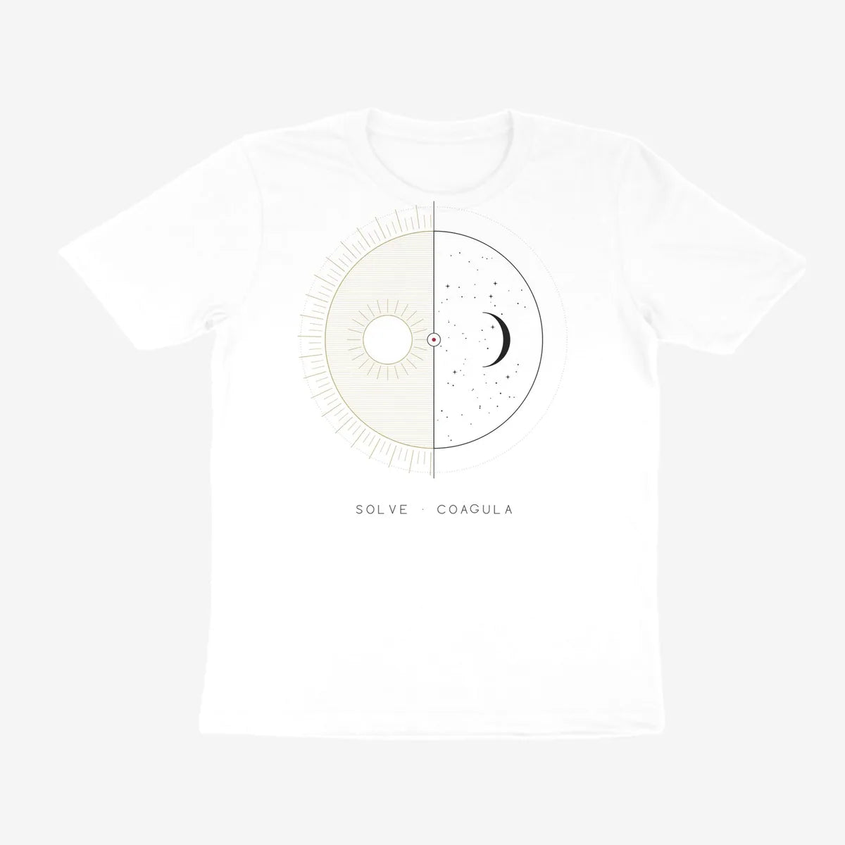 Oztra Duality white tee, front view showing the Duality print