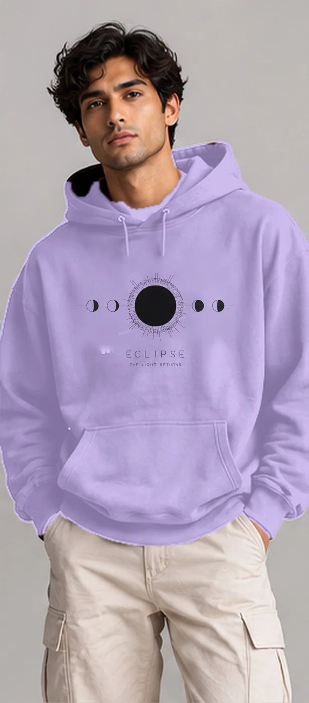 Model wearing the Oztra Eclipse hoodie in lavender