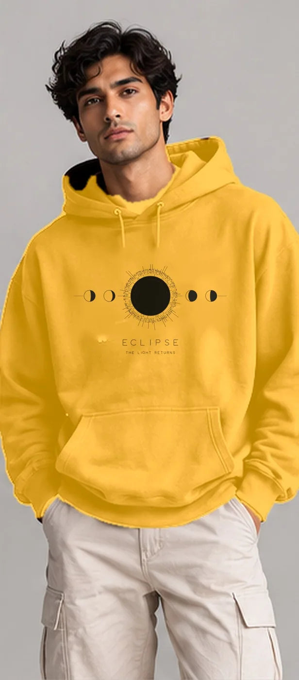 Model wearing the Oztra Eclipse hoodie in mustard