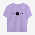 Oztra Eclipse lavender oversized tee, front view showing the Eclipse print