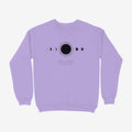 Oztra Eclipse lavender sweatshirt, front view showing the Eclipse print