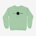 Oztra Eclipse mint sweatshirt, front view showing the Eclipse print
