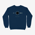 Oztra Eclipse navy sweatshirt, front view showing the Eclipse print
