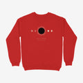 Oztra Eclipse red sweatshirt, front view showing the Eclipse print