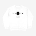 Oztra Eclipse white sweatshirt, front view showing the Eclipse print