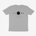 Oztra Eclipse grey melange tee, front view showing the Eclipse print