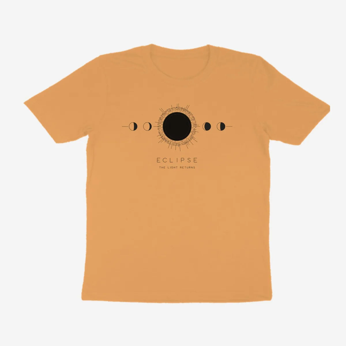Oztra Eclipse tan tee, front view showing the Eclipse print