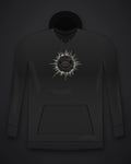 Oztra Fracture black hoodie, front view showing the Fracture print
