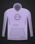 Oztra Fracture lavender hoodie, front view showing the Fracture print