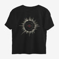 Oztra Fracture black oversized tee, front view showing the Fracture print
