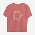 Oztra Fracture dusty rose oversized tee, front view showing the Fracture print