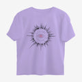 Oztra Fracture lavender oversized tee, front view showing the Fracture print